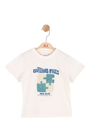 NK Kids 41602 PUZZLE T-SHIRT 1/4 Ekru-Yeşil