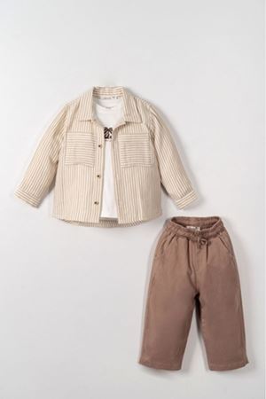 NK Kids 41626 ÇİZGİLİ GÖMLEK 1/4 Krem