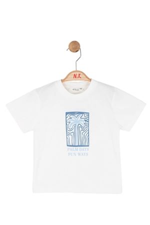 NK Kids 41636 PALM DAYS T-SHIRT 1/4 Ekru-Mavi