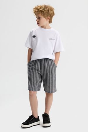 NK Kids 61325 ÇİZGİLİ KETEN ŞORT GRİ 8/14