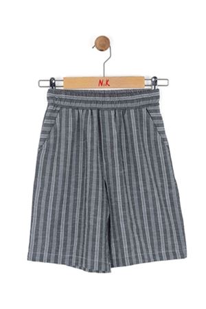 NK Kids 61325 ÇİZGİLİ KETEN ŞORT GRİ 8/14