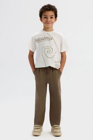 NK Kids 41512-GREAT T-SHIRT 4/8 EKRU-YEŞİL