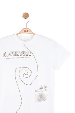 NK Kids 41512-GREAT T-SHIRT 4/8 EKRU-YEŞİL