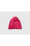 BENETTON KIZ ÇOCUK FUŞYA LOGOLU MEVSİMLİK İNCE PUFFER MONT