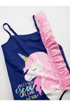 Denokids Fırfırlı Unicorn Kız Çocuk Mayo