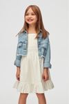 NK 38707 CROP CEKET 4/8 MAVİ
